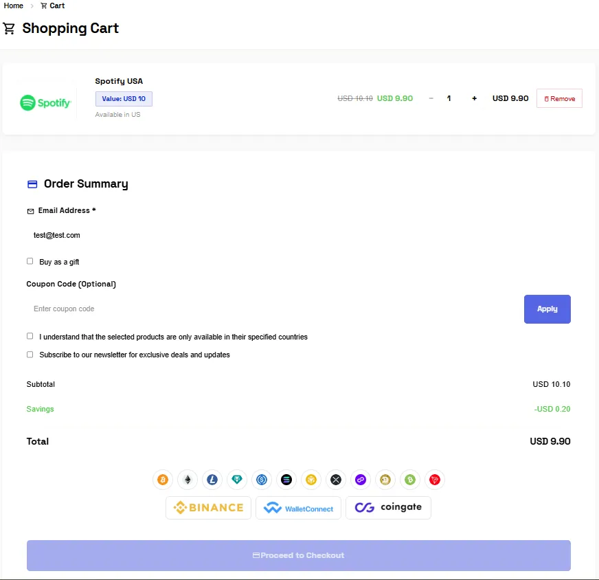 ACEB.com simple email-only checkout for digital gift card orders